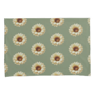 Sage Green Sunflower Floral Pillowcase Set Kussensloop