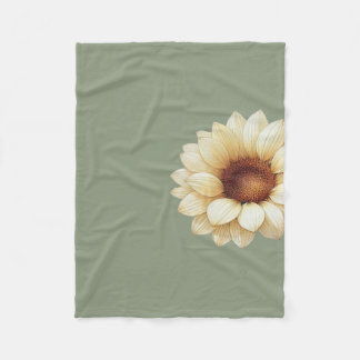Sage Green Sunflower Throw Blanket Vintage Floral Fleece Deken