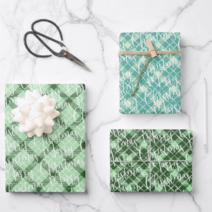 Sage Green tartan plaid Inpakpapier Vel