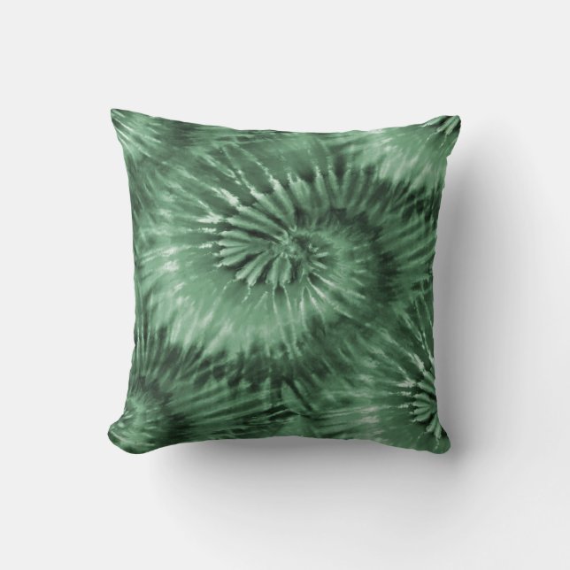 Sage Green Tie Dye Starburst Spiral Retro Kussen (Voorkant)