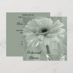 Sage Green Tinted Gerber Daisy Rehearsal Dinner Kaart