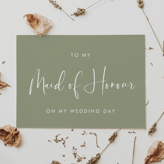 Sage green to my Maid of Honor bruiloft day card Kaart
