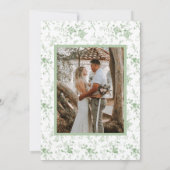 Sage Green Toile Bloemen Fotobruiloft Save The Date (Achterkant)