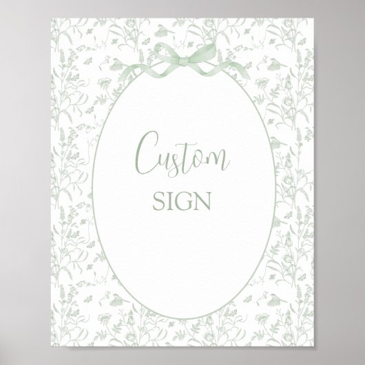 Sage Green Toile Custom sign Poster (Voorkant)