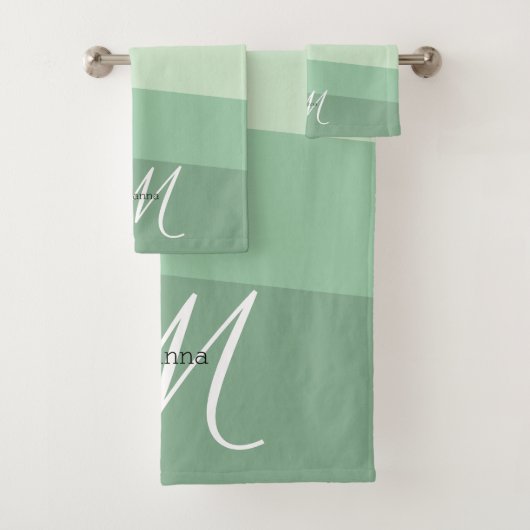 Sage Green Tones Geometric Pattern Bad Handdoek (Insitu)