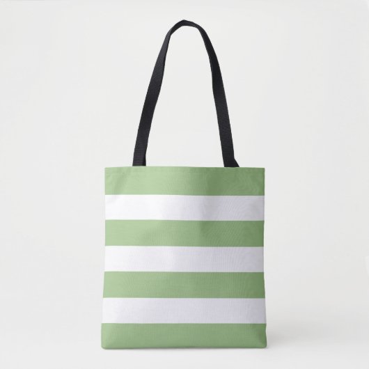 Sage Green Tote with Classic White Stripe Draagtas (Voorkant)
