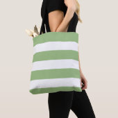 Sage Green Tote with Classic White Stripe Draagtas (Dichtbij)