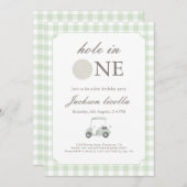 Sage Green Trou en un Golf Invitation Anniversaire (Devant / Derrière)