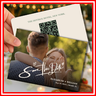 Sage Green Trouw Foto QR-code Save The Date