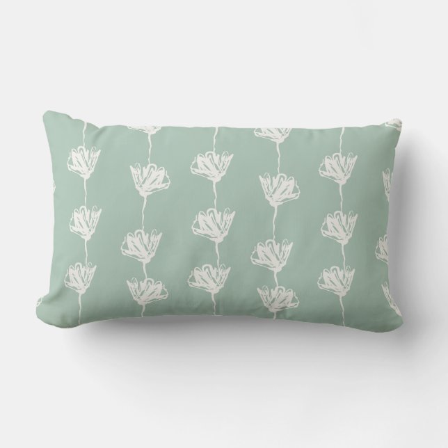 Sage Green Tulip Pattern Kussen (Voorkant)