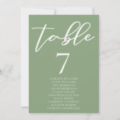 Sage Green Typographie Mariage Carte de table w No (Devant)