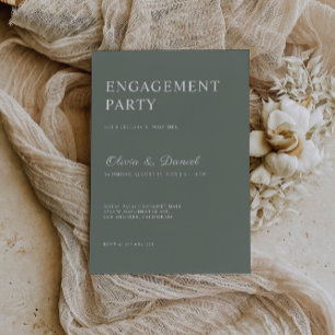 Sage Green Verloving Invitation Sjabloon Kaart