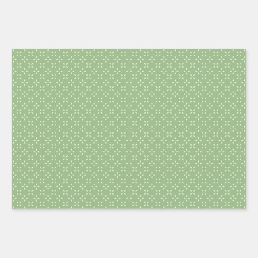 Sage Green, Vert foncé Feuille fleuri cadeau motif (Devant 3)