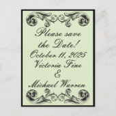Sage Green Victoriaans bruiloft Save-the-Date Briefkaart (Voorkant)