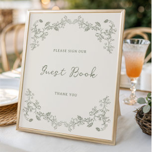 Sage Green Vintage Chinoiserie Poster du livre d'o