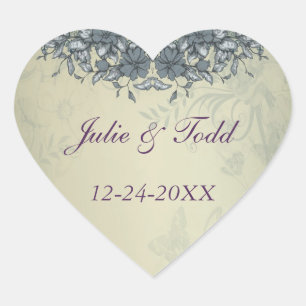 Sage Green Vintage Lace Wedding Save the Date Hart Sticker