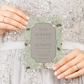 Sage Green Vintage Rose Wedding Invitation