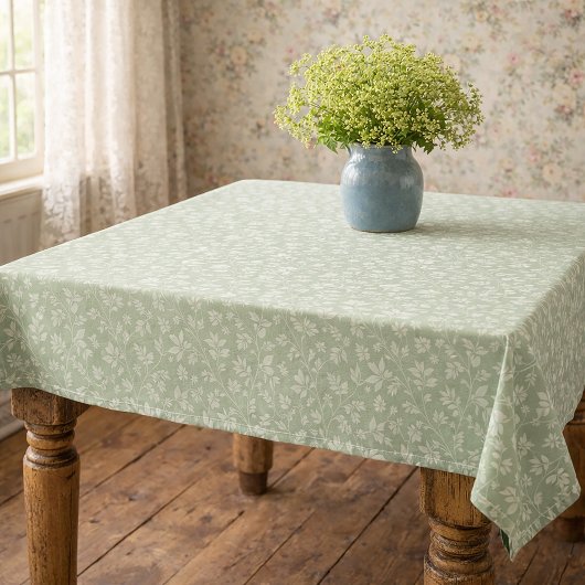 Sage Green Vintage Tablecloth  Tafelkleed