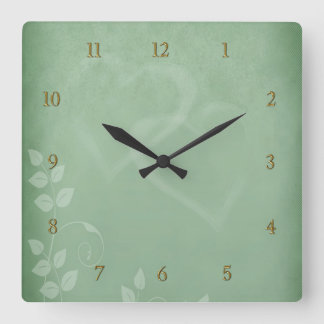 Sage Green Vintage Vierkante Klok