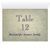 Sage Green Vintage Wedding Numéro de table (Intérieur Horizontal (Bas))