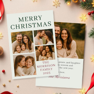 Sage Green Vrolijk Kerstfeest Foto Vakantie Kaart