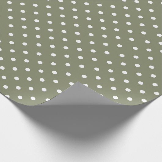 Sage Green | Wappapier met witte poka-dot Cadeaupapier (Hoek)