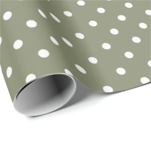 Sage Green   Wappapier met witte poka-dot Cadeaupapier