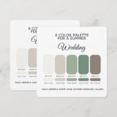 Sage Green & Warm Sand Summer Wedding Palette Card Kaart (Voorkant / Achterkant)