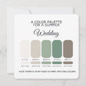 Sage Green & Warm Sand Summer Wedding Palette Card Kaart (Achterkant)