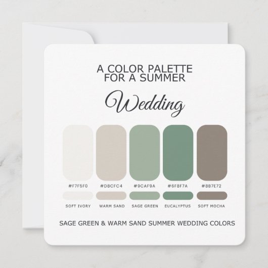 Sage Green & Warm Sand Summer Wedding Palette Card Kaart (Voorkant)