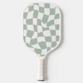 Sage Green Warped Checkerboard Pickleball Paddle (Achterkant)