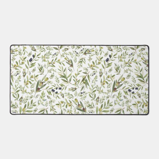 Sage Green Watercolor French Country Chic Olives Bureaumat (Voorkant)