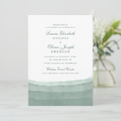 Sage Green Watercolor Invitations de mariage (Debout devant)