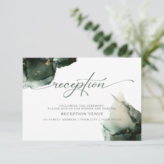 Sage Green Waterverf Abstracte Uitnodiging (Staand voorkant)