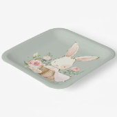 Sage Green Waterverf Bunny Rabbit Paper Borden Papieren Bordje (Gebogen)