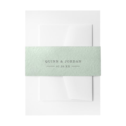 Sage Green Waterverf gepersonaliseerde bruiloft Uitnodigingen Wikkel (Voorkant Voorbeeld)