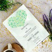 Sage Green Waterverf Hart Minimalistische bruiloft Kaart
