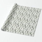 Sage Green Waterverf Pine Trees Wrapping Paper | Cadeaupapier (Uitgerold)
