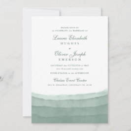Sage Green Waterverf Wedding Invitations Kaart