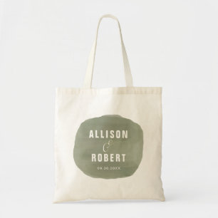 Sage Green Waterverf Wedding Welcome Bag Tote Bag