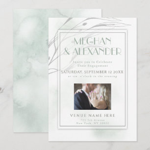 Sage Green Waterverf Willow Branch Photo Lijst Kaart