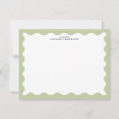 Sage Green Wavy Frame Note Card Kaart (Voorkant)