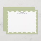 Sage Green Wavy Frame Note Card Kaart (Voorkant / Achterkant)