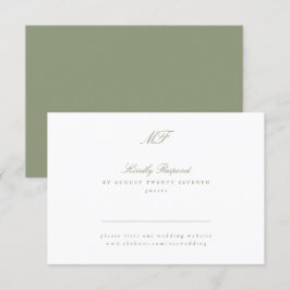 Sage Green Website Traditioneel Monogram Klassiek RSVP Kaartje