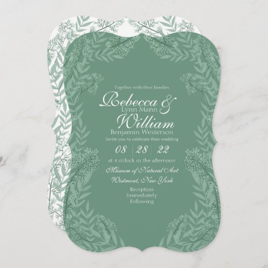 Sage Green Wedding Botanical Kaart (Voorkant / Achterkant)