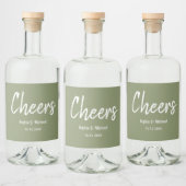 Sage Green Wedding Cheers Elegant Likeurfles Etiket (Flessen)