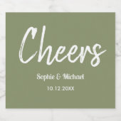 Sage Green Wedding Cheers Elegant Likeurfles Etiket (Enkel label)
