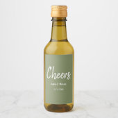 Sage Green Wedding Cheers Minimal Wijn Etiket (Voorkant)