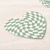 Sage Green Wedding Collectie Check Gecontroleerd Kartonnen Onderzetters (Gekanteld)