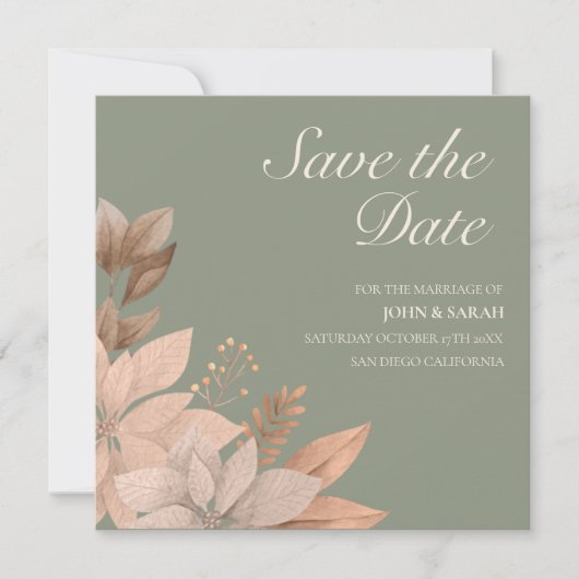 Sage Green Wedding Enregistrer la date Invitation (Devant)